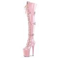 Bottes à plateforme hautes en cuir verni rouge pour femmes – Bottes à talons aiguilles à boucle au-dessus du genou pour tenues de club, cosplay et spectacles de danse exotique