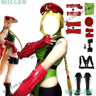 Killer Bee Kostüm Perücke Cammy White Cosplay SF Fighter Green Overall Body Perücke Spiel RolePlay Outfit Halloween Sexy Party Anzug Image