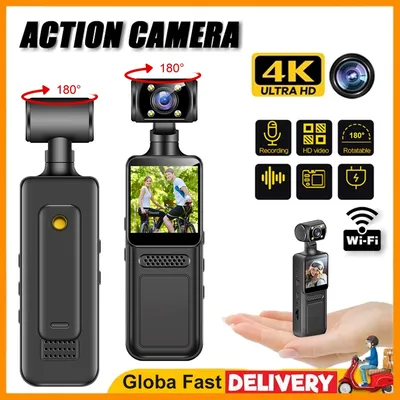 4K Ultra HD Pocket Action Kamera 180° drehbar Vlog Wifi Mini Sport Cam Handheld Sport Camcorder Infrarot Nachtsicht Cam