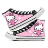 Hello Kitty Paar Sneakers Damen Trend Graffiti Handbemalte Freizeitschuhe High Top Flache
