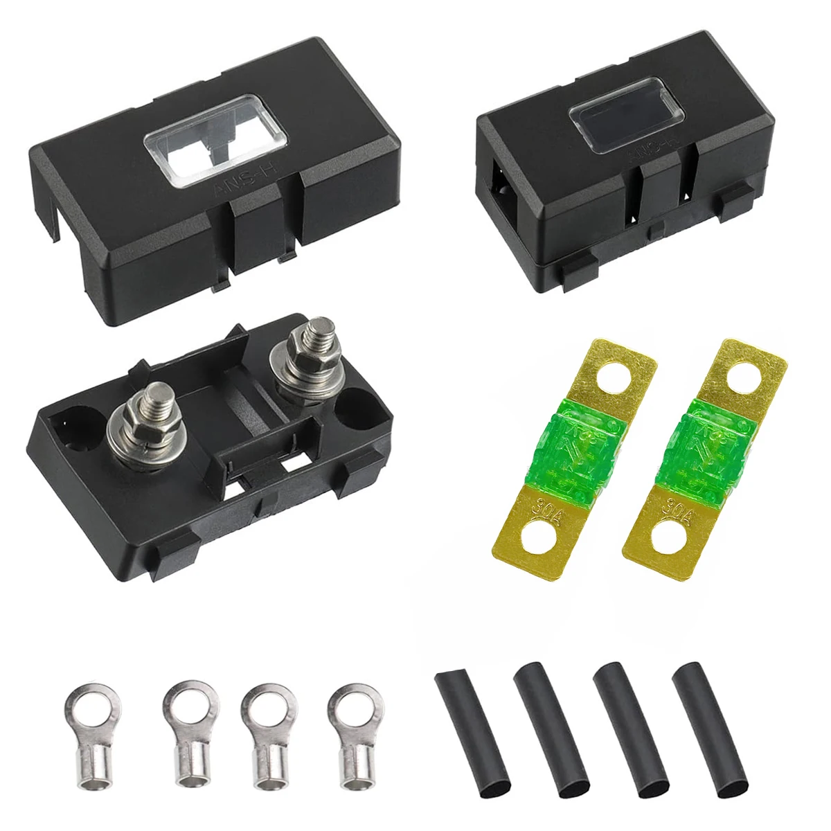 1Set (2PCS) ANS Trompete Gabel Stecker Sicherung 32V 40A 50A 60A 70A 80A 100A 125A 150A 200A Bolzen Feste Versicherung + ANS-8 Sicherheit Platte Basis Image