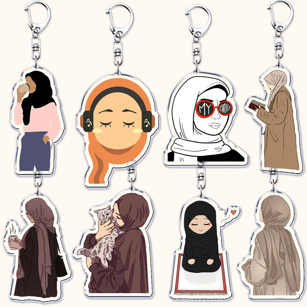 Mode Islam Muslim Mädchen Frau Schlüsselanhänger für Zubehör Tasche Ramadan Eid Mubarak Hijab Schlüsselanhänger Schmuck Fans Feminismus Geschenke Image
