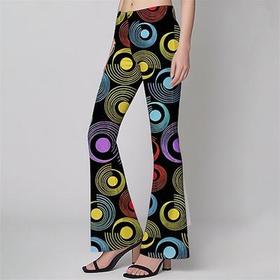 Retro Vintage 1970er Groovy Schlaghosen Schlag-Leggings Hippie Disco Hohe Taille Geometrisch Psychedelisch Damen Halloween Karneval Urlaub Musikfestival Festival Erwachsene Hose Image