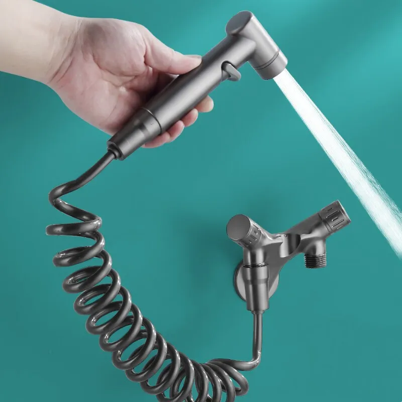 Bidet Toilette Dusche WC V-Form Messing Bidet Wasserhahn Set Badezimmer Shattaf Sprayer Jet Kaltwasserventil WC Bidet Wasserhahn Image