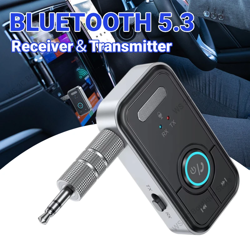 2 In 1 Bluetooth 5,3 Audio Receiver Sender Hifi Stereo Wireless Adapter 3,5 MM AUX Mit Mikrofon Für Auto Flugzeug TV PC Lautsprecher Image