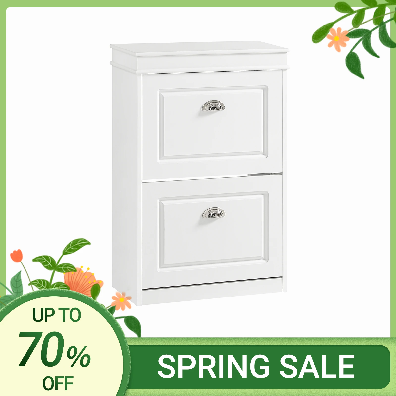 SoBuy FSR78 Schuhkipper Schuhschrank mit 2 Klappen Schuhregal mit 4 Ablageflächen Schuhkommode Schuhablage