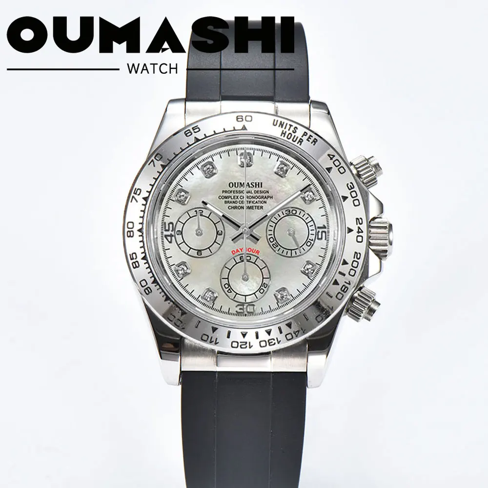 39 mm Herrenuhr VK63 Uhrwerk Perlmuttzifferblatt Luxus-Business-Herrenuhr VK63 Chronographenuhr Saphirglas Image