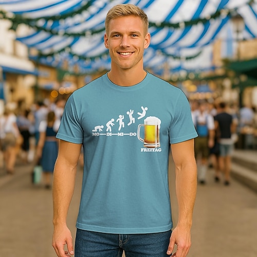 T-Shirt Grafikdrucke Bayerisch Streetstyle T-Shirt Ärmel Grafik für Herren Erwachsene Heißprägen für Oktoberfestbier Alltagstauglich Image