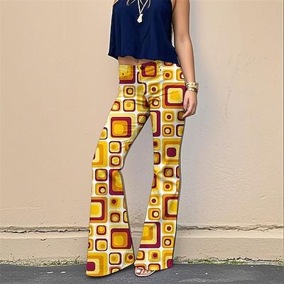 Retro Vintage 1970er Groovy Schlaghosen Schlag-Leggings Hippie Disco Hohe Taille Geometrisch Psychedelisch Damen Halloween Karneval Urlaub Musikfestival Festival Erwachsene Hose Image