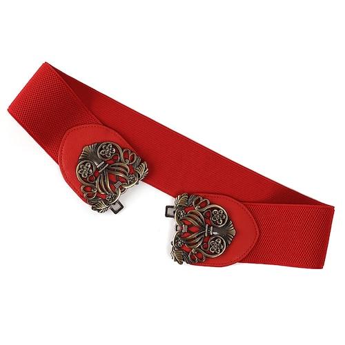 Damen Gürtel PU Schwarz Rote Kamel Beige Taillengürtel Ferien Teegesellschaft Blumen