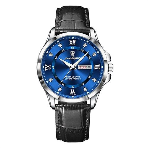 Top Luxus Mann Uhr Datum Woche wasserdicht leuchtende Leder Herren Armbanduhr lässig männlich Uhr Sport Herren Quarzuhren