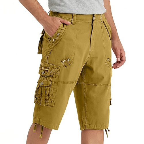 Herren Capri-Cargo-Shorts Outdoor Shorts Freizeitshorts Wander-Shorts Baggy-Shorts Mehrere Taschen 8 Tasche Einfach tragbar Feuchtigkeitsableitend Wadenlang Outdoor Lässig Täglich Mode Streetwear Image