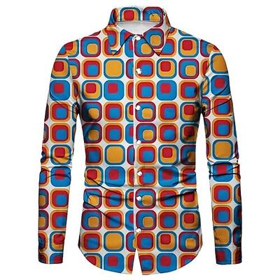 Retro Vintage 1970er Hemd Disco Geometrisch Psychedelisch Herren Halloween Karneval Musikfestival Pride Parade Erwachsene Hemd Image