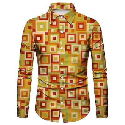 Retro Vintage 1970er Hemd Disco Geometrisch Psychedelisch Herren Halloween Karneval Musikfestival Pride Parade Erwachsene Hemd Image