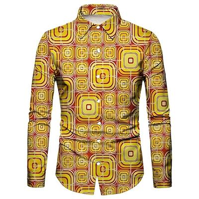 Retro Vintage 1970er Hemd Disco Geometrisch Psychedelisch Herren Halloween Karneval Musikfestival Pride Parade Erwachsene Hemd Image