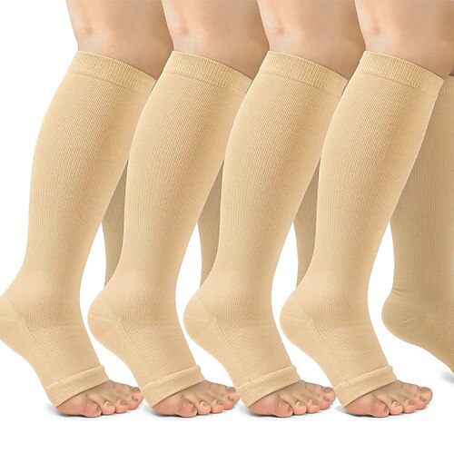 4 Paar Kompressionsstrümpfe ohne Zehen, 15–20 mmHg, Neuropathie-Socken, Ballenzehen-Socken, Kompressionsstrümpfe mit offenen Zehen für Männer und Frauen, geeignet zum Laufen, für Krankenpflege, Reisen, Radfahren und Sport