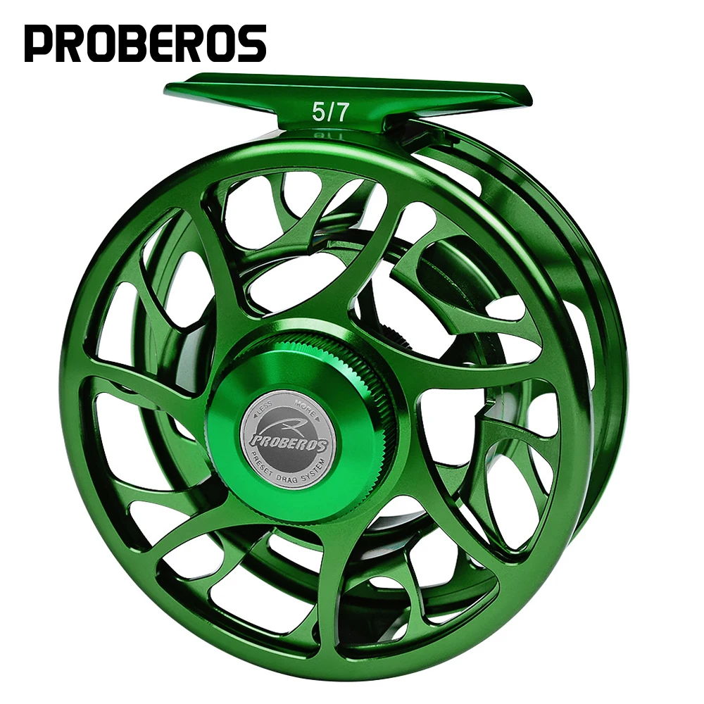 PROBEROS 3 + 1BB Ruota da pesca a mosca 3/4-5/6-7/8 WT Mulinello da pesca a mosca Mulinello da mosca in alluminio CNC Macchina tagliata Grande albero Pressofusione