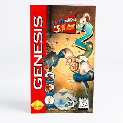 Retro Earthworm Jim 2 16bit game cartridge for Sega Genesis Megadrive video game consoles