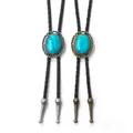 Pendenti regolabili vintage turchese catena maglione denim occidentale Bolo cravatta collana