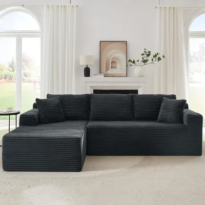 105 Inch Cloud Sectional Couch,Modern Modular Sectional Sofa with Deep Seat,Corduroy Boneless Couches with L-Shape Chaise for Li