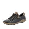 Schnürschuh REMONTE, Damen, Gr. 44, schwarz (schwarz, beige), Leder, unifarben mit Farbeinsatz, sportlich, Schuhe, mit Tex-Ausstattung, Freizeitschuh, Halbschuh, Schnürschuh