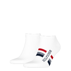 Sneakersocken TOMMY HILFIGER "TH MEN SNEAKER 2P HILFIGER TAB", Herren, Gr. 43-46, weiß, Baumwollmischung, normal, Socken, Atmungsaktiv, Markenlogo