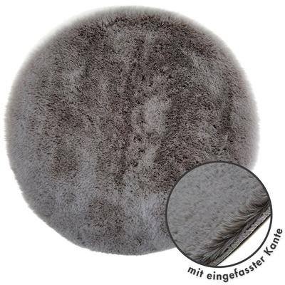Stuhlkissen LUXOR LIVING "Sitzauflage Calais", grau (anthrazit, felloptik, unifarben), Ø:40cm, Polyester, Dekokissen_Sitzkissen_Kissenhüllen, Kunstfell, eckig oder rund erhältlich, sehr weich, auch als 4er Set Image