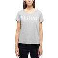Kurzarmshirt MUSTANG "Damen Style Alma", Damen, Gr. XXL, grau (grau meliert), Jersey, 100% Baumwolle, casual, Rundhals, Shirts