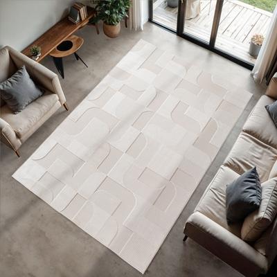 Teppich AYYILDIZ TEPPICHE "DOHA 1651", beige (creme), B:80cm H:4mm L:150cm, Polypropylen, Teppiche, 3D Hoch-Tief-Effekt, leichter Kurzflor, Läufer, In- und Outdoor Image