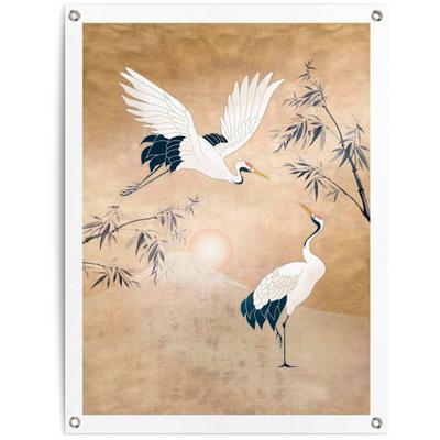 Poster REINDERS "Kraniche in Gold", gelb (farbe bild(er): gelb), B:60cm H:80cm T:0,1cm, Leinwand, Bilder Image