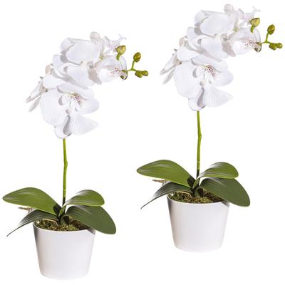Kunstpflanze CREATIV GREEN "Orchidee Phalaenopsis", weiß, H:40cm, Polyester, Kunststoff, Kunstpflanzen, im Keramiktopf Image