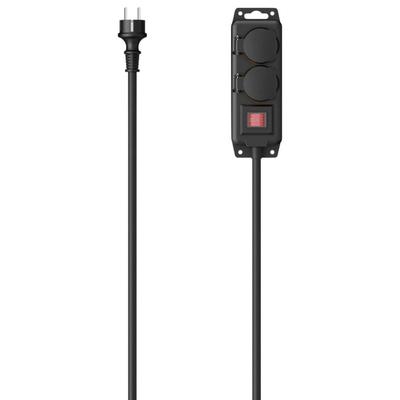 Steckdosenleiste HAMA, schwarz, B:10cm H:30cm T:4,5cm, Kunststoff, Steckdosenleisten, IP44