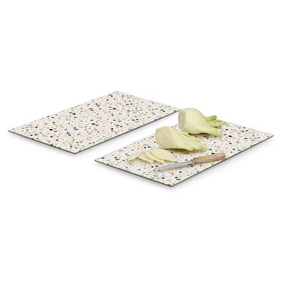 Schneidebrett ZELLER PRESENT "Herdabdeck-/Schneideplatten-Set "Terrazzo", 2-tlg.", bunt, B:30cm H:0,8cm L:52cm, Sicherheitsglas, Schneidebretter, Moderne Platte aus Sicherheitsglas Image