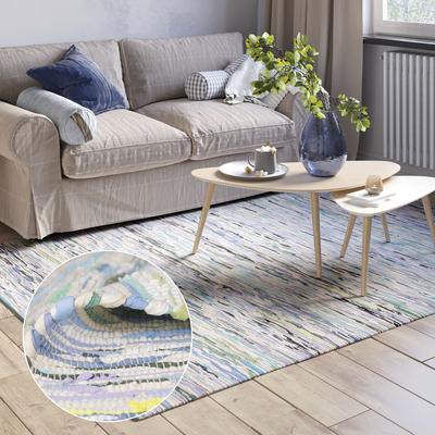 Teppich "Ameer", bunt (blau, grün mix), B:120cm H:10mm L:170cm, Baumwolle, Polyester, MYFLAIR MÖBEL & ACCESSOIRES, Teppiche, Handweb Teppich, 90% Baumwolle, handgewebt, Scandi Image