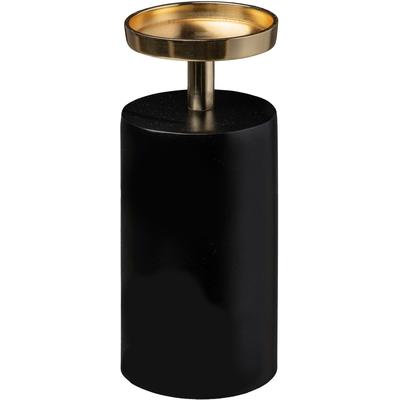 Kerzenhalter LEONIQUE "Stumpenkerzenhalter Azlynn", gold (schwarz, goldfarben), H:21cm Ø:9cm, Aluminium, Kerzenhalter, aus Aluminium, mit goldfarbenen Akzenten Image