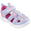 Sandale SKECHERS "FLEX SPLASH DAYLIGHT SHIMMER", Kinder, Gr. 28, bunt (lavendel, rosa), Lederimitat, kontrastfarbene Details, Glitzer, sportlich, Schuhe, Klettschuh mit Glitzer, Größenschablone zum Download