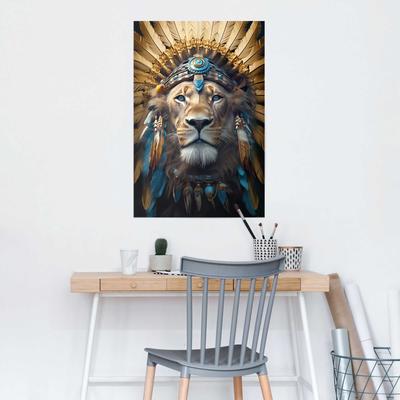 Poster REINDERS "Ornament Lion", blau (farbe bild(er): blau), B:61cm H:91,5cm T:0,1cm, Holzwerkstoff, Bilder Image