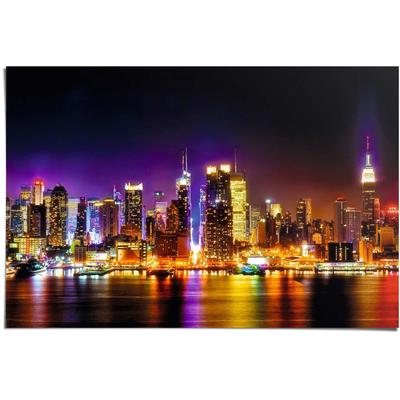 Poster REINDERS "Manhattan Skyline Reflektionen", bunt (farbe bild(er): mehrfarbig), B:91,5cm H:61cm, Papier, Bilder Image