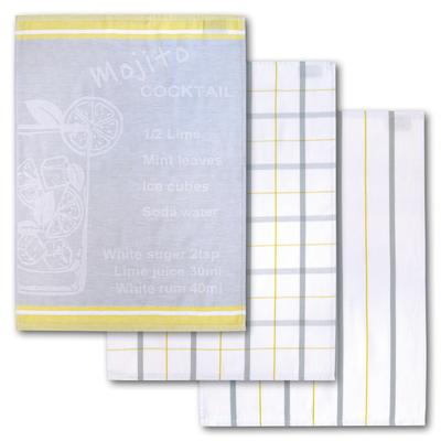 Geschirrtuch DYCKHOFF "Mojito, mit 3 verschiedenen Motiven, mit Mojito COCKTAIL Rezept Motiv", grün (limette), B:50cm L:70cm, 100% Baumwolle, Geschirrtücher, aus 100% Baumwolle, Maße je Tuch ca. 50x70 cm Image