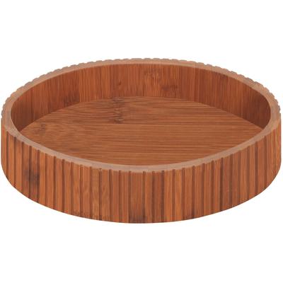 Tablett WENKO "Modell Mera", braun (dunkelbraun), H:5cm Ø:29cm, Bambus, Tabletts, Organizer mit Drehteller für die Küche aus Bambus, Landhaus-Stil Image