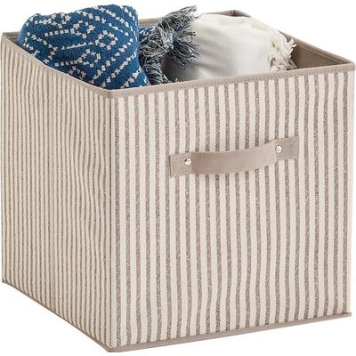 Aufbewahrungsbox ZELLER PRESENT "Stripes", beige (natur), Maße(B/T/H):(31/31/31)(B/T/H):(31/31/31), Aufbewahrungsboxen, faltbar, Vlies, beige Image