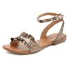 Sandale LASCANA "Sommerschuh", Damen, Gr. 42, gold (antikgoldfarben), Obermaterial: 100% Ziegenleder. Futter: 100% Schweinsleder. Decksohle: 100% Rindsleder. Laufsohle: 100% Synthetik, metallic, glänzend, unifarben, modisch, Schuhe Riemchensandale,...