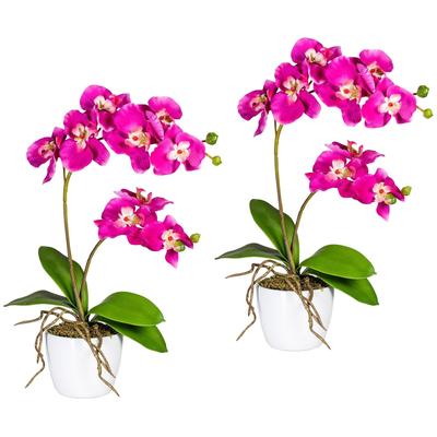 Kunstpflanze CREATIV GREEN "Orchidee Phalaenopsis", pink, H:60cm, Polyester, Kunststoff, Kunstpflanzen, im Keramiktopf