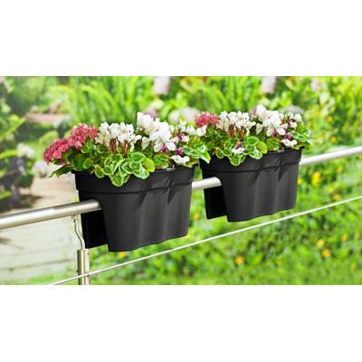 Balkonkasten KHW "Flowerclip XXL", grau (anthrazit), B:57,5cm H:27cm T:27,7cm, Kunststoff, Polypropylen, Pflanzgefäße, BxTxH: 57,5x27,7x27 cm