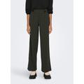 Jerseyhose JDY "JDYGEGGO NEW LONG PANT JRS NOOS", Damen, Gr. XL (42), Länge 30, grün (peat detail:schwarz buttons), Jersey, Obermaterial: 95% Polyester, 5% Elasthan, unifarben, modisch, relaxed fit knöchellang, Hosen, mit dekorativem Riegel vorne am...