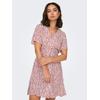Minikleid ONLY "ONLEVIDA S/S SHORT DRESS WVN NOOS", Damen, Gr. S (36), N-Gr, cloud dancer aop:rot lucy flower, Web, Obermaterial: 100% Viskose, bedruckt, casual, regular fit kurz, V-Ausschnitt, Kurzarm, Kleider, Sommerkleid