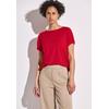 T-Shirt STREET ONE, Damen, Gr. 42, rot (glory rot), Stoff, 96% Viskose, 4% Elasthan, unifarben, casual, comfort fit normal, U-Boot-Ausschnitt, ohne Ärmel Bündchen, Shirts, mit U-Boot-Ausschnitt