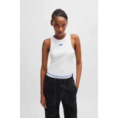Tanktop HUGO BLUE "Easy Tank", Damen, Gr. XL, weiß (weiß 100), Single Jersey, Obermaterial: 96% Baumwolle, 4% Elasthan, unifarben, casual, slim fit, Rundhals, ohne Ärmel, Tops, Rippware aus Baumwollmischung mit Elasthan Image