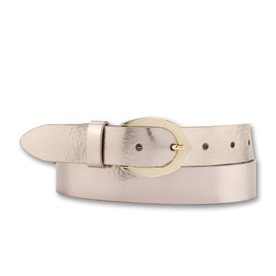Ledergürtel BERND GÖTZ, Damen, Gr. 105, grau (platin), Rindsleder, unifarben mit Farbeinsatz, casual, Gürtel, mit goldener Schließe Image