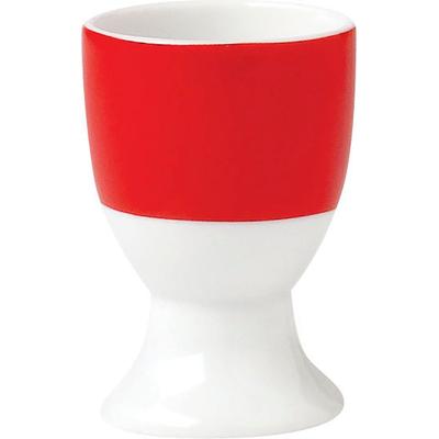 Eierbecher VAN WELL "Vario", rot (rot, weiß), B:16,5cm H:7cm Ø:4,5cm, Porzellan, Eierbecher, Porzellan, spülmaschinen- und mikrowellengeeignet Image